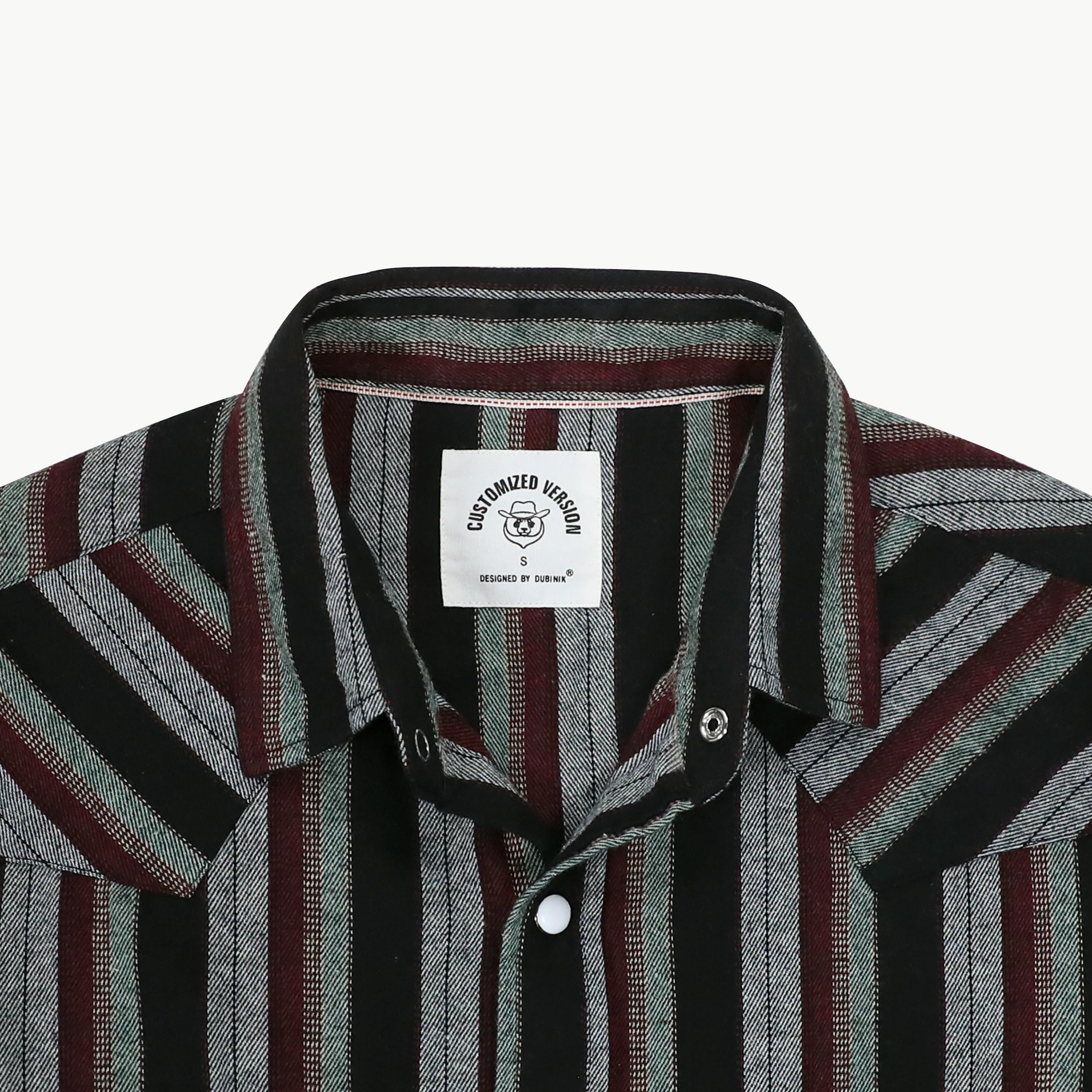 Dubinik® Flannel Shirt for Men Western Cowboy Pearl Snap Shirts for Men Long Sleeve Vintage Buttons Down Plaid Shirt#28505