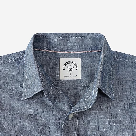 Dubinik® Chemise boutonnée à manches courtes pour homme, décontractée, en coton, coupe classique, légère, avec poches, en chambray, chemise boutonnée à manches courtes pour homme, n° 0057004
