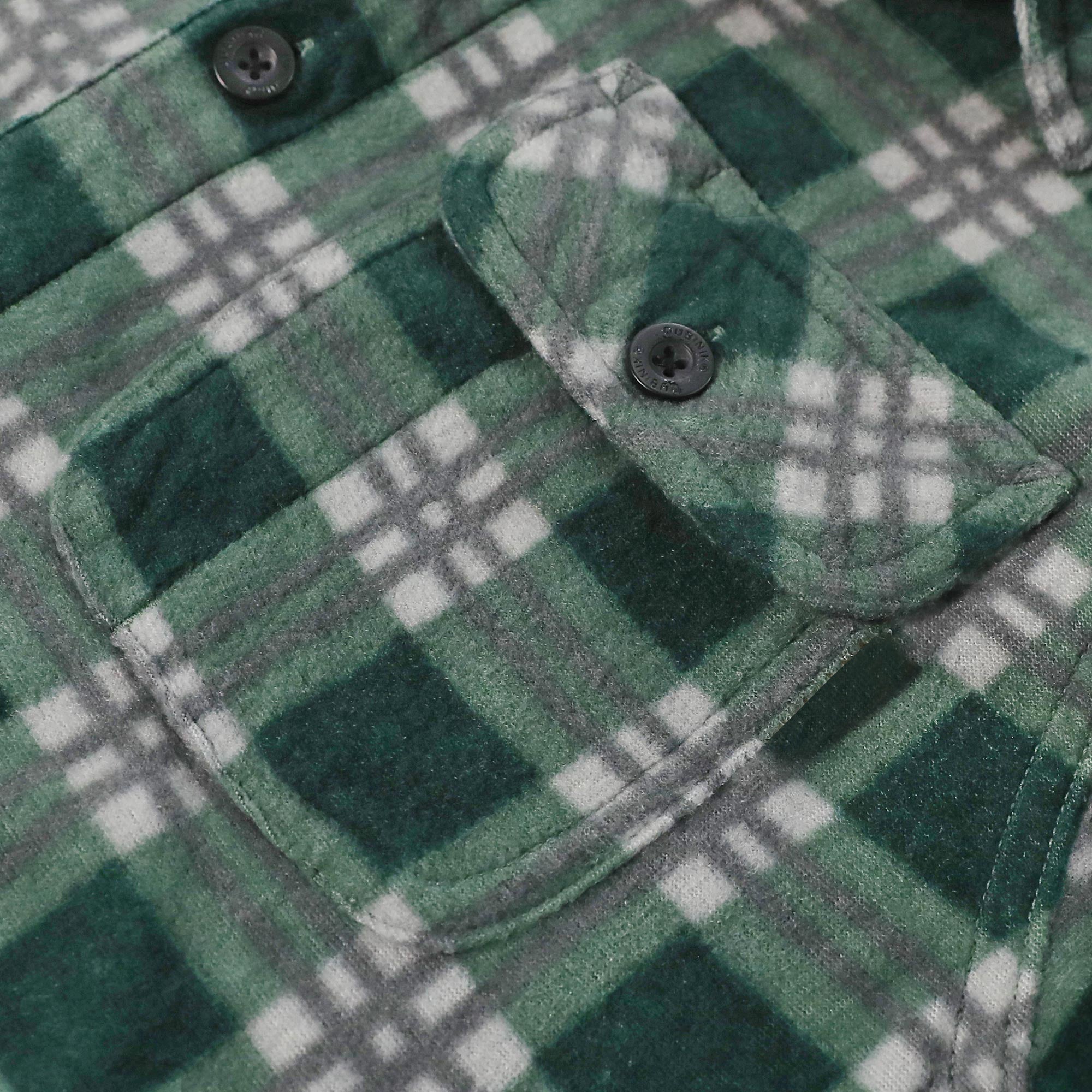 Mens Long Sleeve Green Fleece Shirt Casual Button Down Light-in-weight Shirt #1823