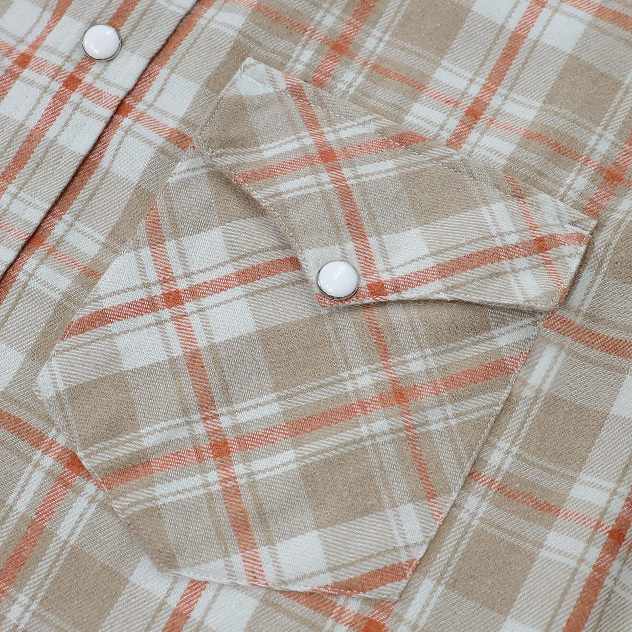 Dubinik® Flannel Shirt for Men Western Cowboy Pearl Snap Shirts for Men Long Sleeve Vintage Buttons Down Plaid Shirt#28406
