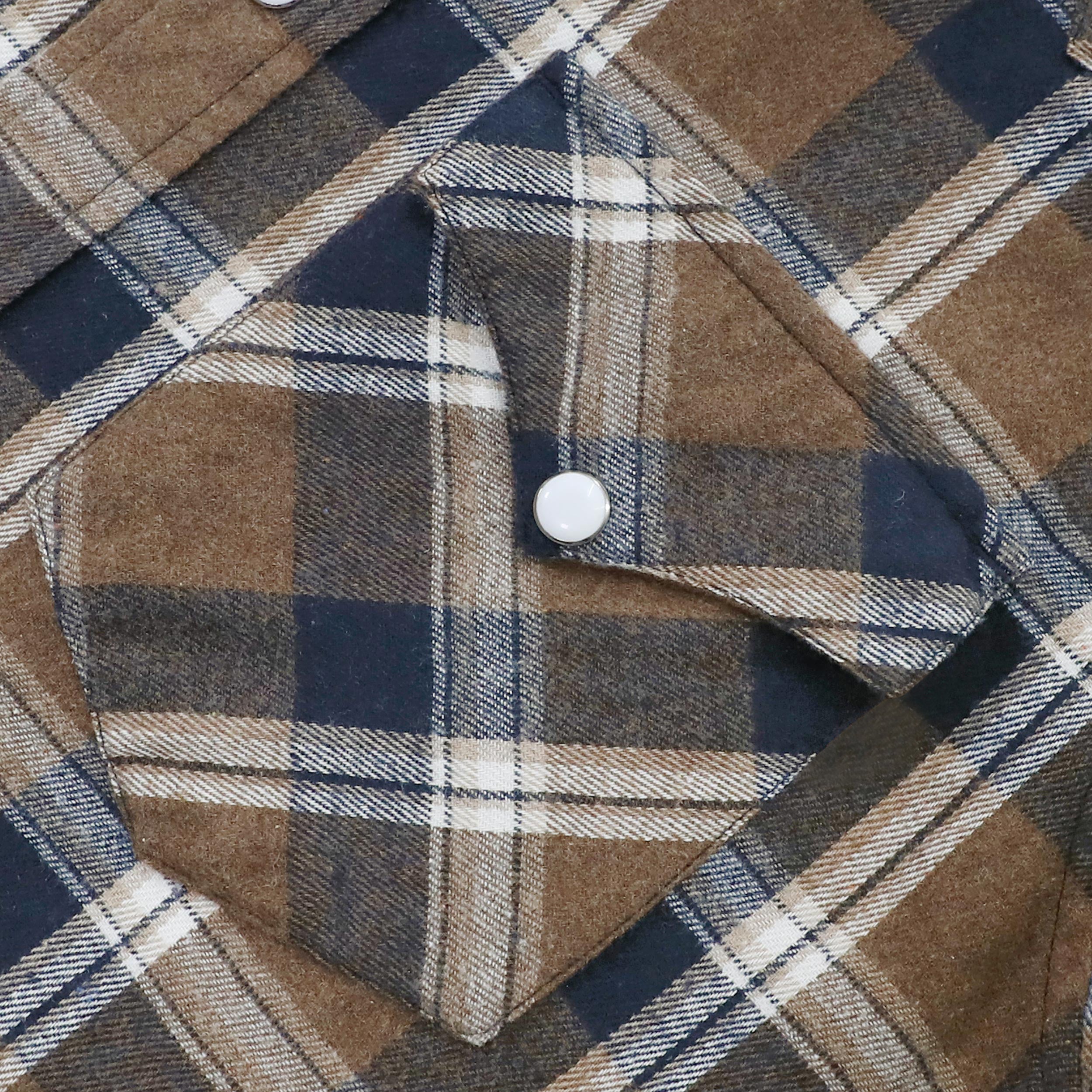 Chemise en flanelle Dubinik® pour homme, style cowboy western, boutons-pression nacrés, manches longues, style vintage, à carreaux, n° 28902 