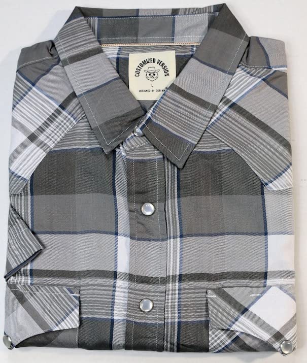 Chemises à carreaux à manches courtes en fibre de bambou Dubinik® pour hommes, style cowboy occidental, style vintage décontracté, avec boutons-pression nacrés, #2906