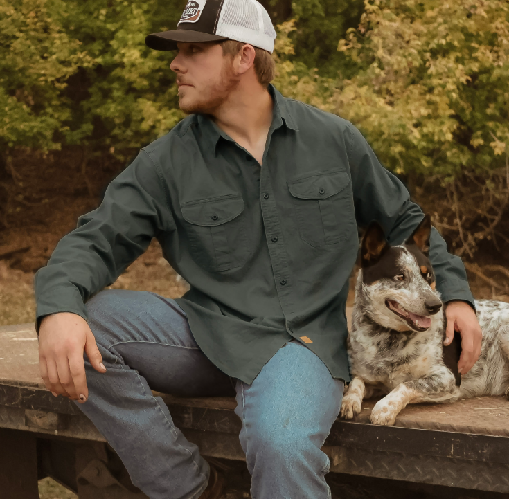 Dubinik® Mens Button Up Shirts Long Sleeve Casual Army Green Solid Shirts for Men Two Pocket Regular Fit Comfortable with Stretch Shirt#0056003