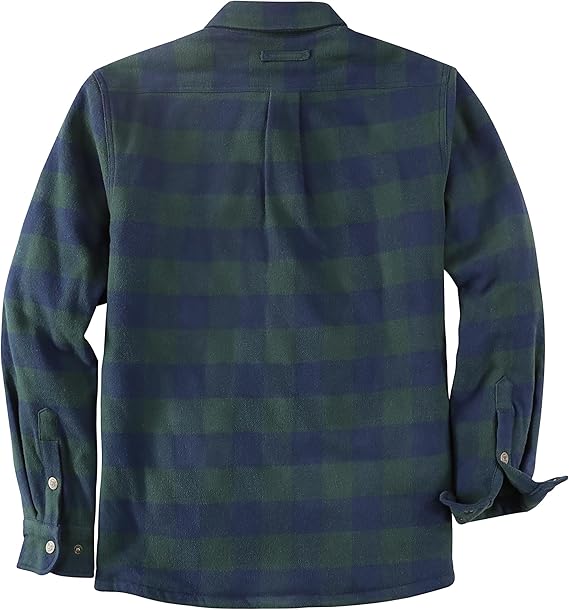 Dubinik® Mens Lightweight Jacket Cozy Warm Lined Flannel Shirts for Men Long Sleeve Snap Casual Plaid 2 Chest Pockets#0181016