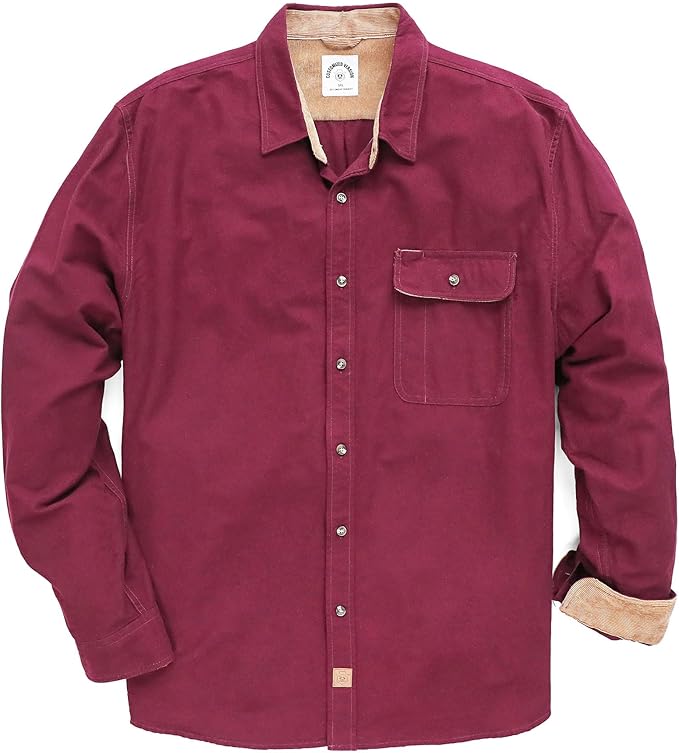 Herren Mittelschweres Flanellhemd, Langarm, lässig, Button-Down, gebürstetes Hemd aus 100 % Baumwolle #1018