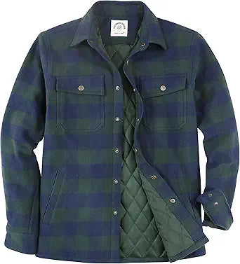 Dubinik® Mens Lightweight Jacket Cozy Warm Lined Flannel Shirts for Men Long Sleeve Snap Casual Plaid 2 Chest Pockets#0181016