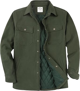 Dubinik® Mens Lightweight Jacket Cozy Warm Lined Flannel Shirts for Men Long Sleeve Snap Casual Plaid 2 Chest Pockets#0181004