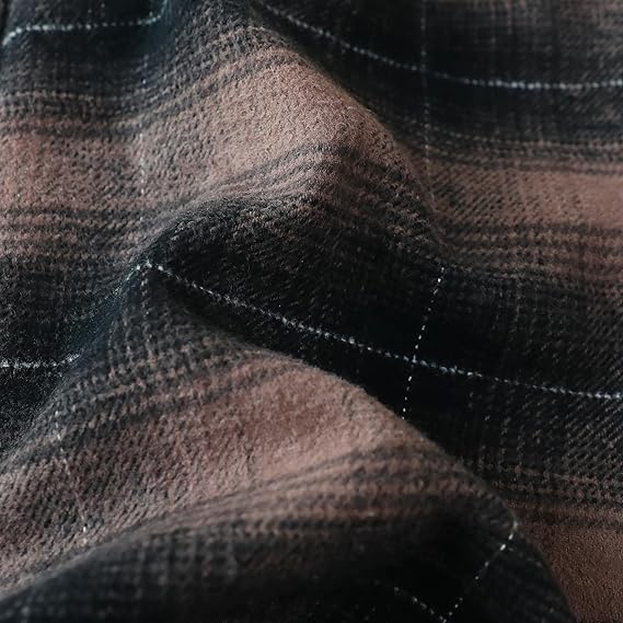 Dubinik® Mens Flannel Shirts Long Sleeve Casual Button Down Heavyweight Soft Pure Cotton Plaid Warm Suede Cuffs#0082009