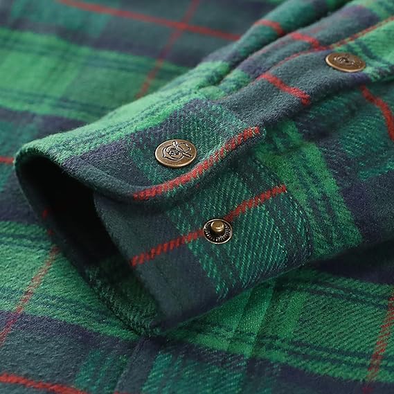 Dubinik® Mens Lightweight Jacket Cozy Warm Lined Flannel Shirts for Men Long Sleeve Snap Casual Plaid 2 Chest Pockets#0181009