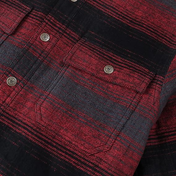 Dubinik® Mens Lightweight Jacket Cozy Warm Lined Flannel Shirts for Men Long Sleeve Snap Casual Plaid 2 Chest Pockets#0181007