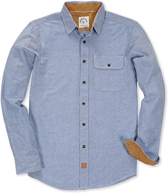 Mens Midweight Flannel Shirts Long Sleeve Casual Button Down Brushed 100% Cotton Shirt#1022