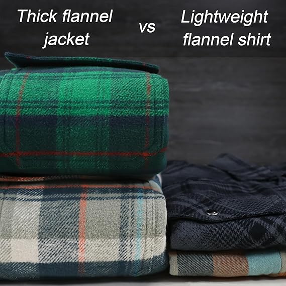 Dubinik® Mens Lightweight Jacket Cozy Warm Lined Flannel Shirts for Men Long Sleeve Snap Casual Plaid 2 Chest Pockets#0181012