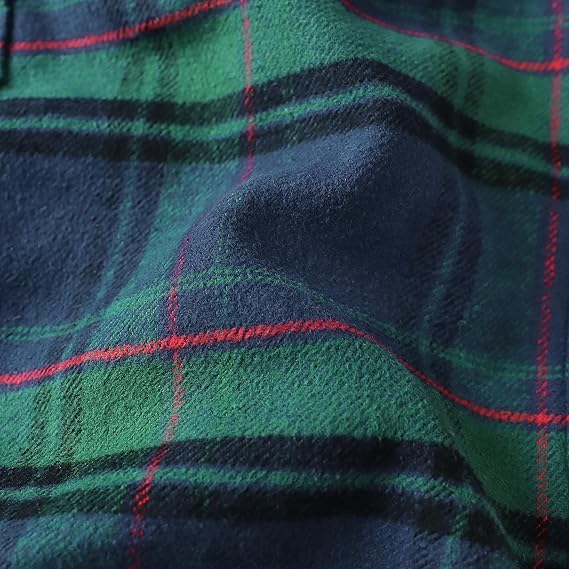 Dubinik® Mens Flannel Shirts Long Sleeve Casual Button Down Heavyweight Soft Pure Cotton Plaid Warm Suede Cuffs#0082016