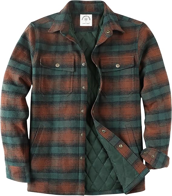 Dubinik® Mens Lightweight Jacket Cozy Warm Lined Flannel Shirts for Men Long Sleeve Snap Casual Plaid 2 Chest Pockets#0181015