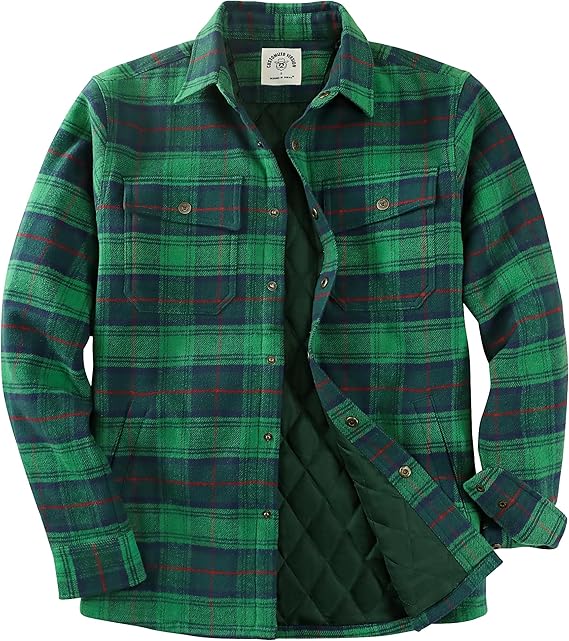 Dubinik® Mens Lightweight Jacket Cozy Warm Lined Flannel Shirts for Men Long Sleeve Snap Casual Plaid 2 Chest Pockets#0181009