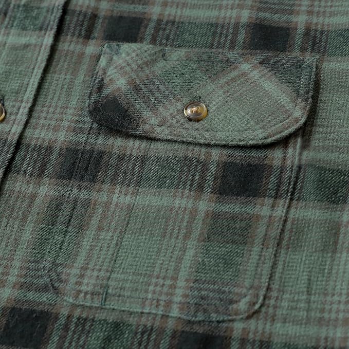 Chemises en flanelle mi-lourde pour hommes, manches longues, décontractées, boutonnées, 100 % coton brossé, n° 1014