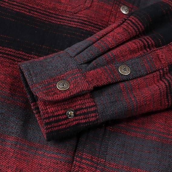 Dubinik® Mens Lightweight Jacket Cozy Warm Lined Flannel Shirts for Men Long Sleeve Snap Casual Plaid 2 Chest Pockets#0181007