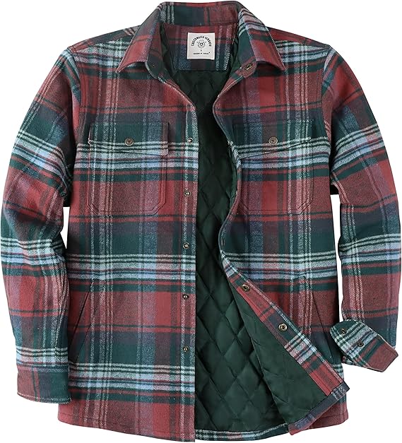 Dubinik® Mens Lightweight Jacket Cozy Warm Lined Flannel Shirts for Men Long Sleeve Snap Casual Plaid 2 Chest Pockets#0181014