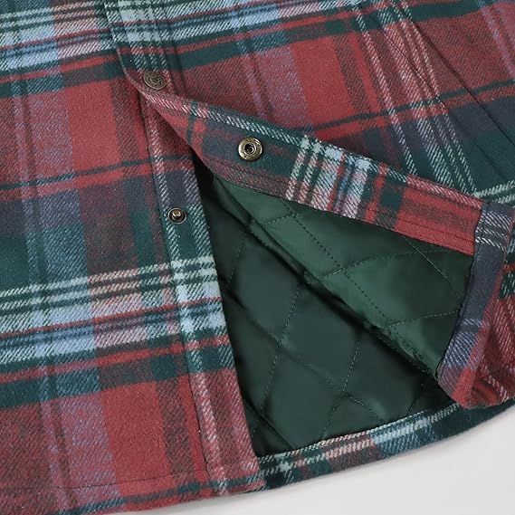 Dubinik® Mens Lightweight Jacket Cozy Warm Lined Flannel Shirts for Men Long Sleeve Snap Casual Plaid 2 Chest Pockets#0181014