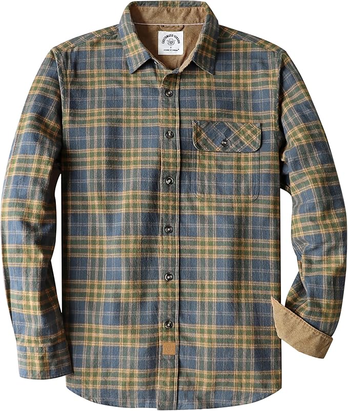 Herren Mittelschweres Flanellhemd, Langarm, lässig, Button-Down, gebürstetes Hemd aus 100 % Baumwolle #10113