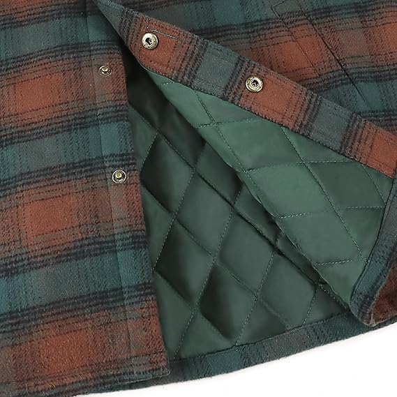 Dubinik® Mens Lightweight Jacket Cozy Warm Lined Flannel Shirts for Men Long Sleeve Snap Casual Plaid 2 Chest Pockets#0181015