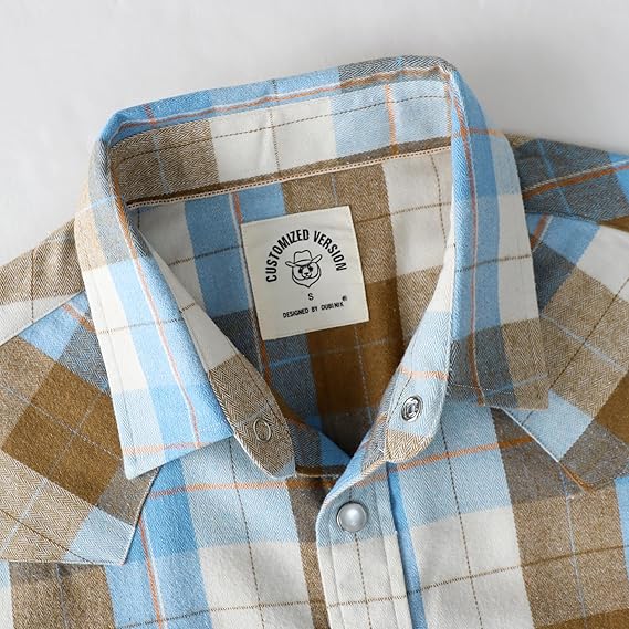 Mens Flannel Long Sleeve Pearl Snap Buttons Western Cowboy Vintage Casual Shirts #2821 Tall size in stock now!