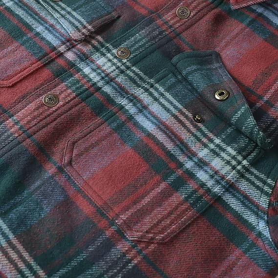 Dubinik® Mens Lightweight Jacket Cozy Warm Lined Flannel Shirts for Men Long Sleeve Snap Casual Plaid 2 Chest Pockets#0181014