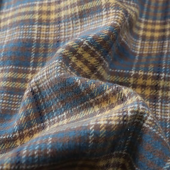 Dubinik® Mens Flannel Shirts Long Sleeve Casual Button Down Heavyweight Soft Pure Cotton Plaid Warm Suede Cuffs#0082006