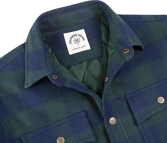 Dubinik® Mens Lightweight Jacket Cozy Warm Lined Flannel Shirts for Men Long Sleeve Snap Casual Plaid 2 Chest Pockets#0181016
