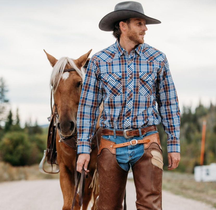 Dubinik® Pearl Snap Shirts For Men Long Sleeve Lightweight Casual Western Plaid Cowboy Cotton Vintage Work Shirt#48027