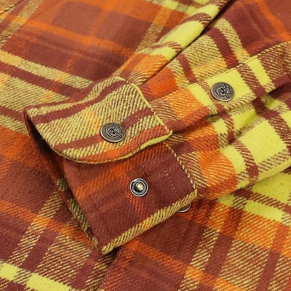Dubinik® Mens Lightweight Jacket Cozy Warm Lined Flannel Shirts for Men Long Sleeve Snap Casual Plaid 2 Chest Pockets#0181013