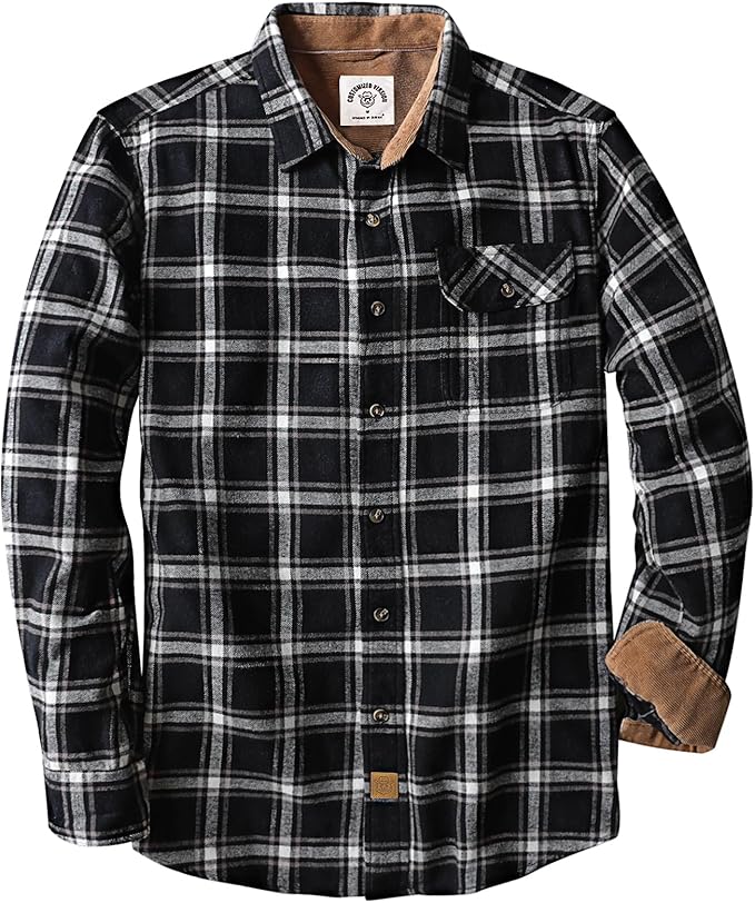 Herren Mittelschweres Flanellhemd, Langarm, lässig, Button-Down, gebürstetes Hemd aus 100 % Baumwolle #1006