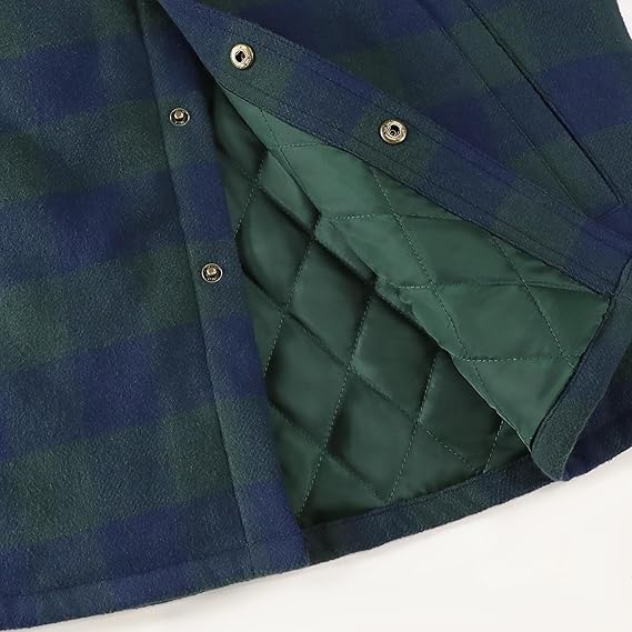 Dubinik® Mens Lightweight Jacket Cozy Warm Lined Flannel Shirts for Men Long Sleeve Snap Casual Plaid 2 Chest Pockets#0181016