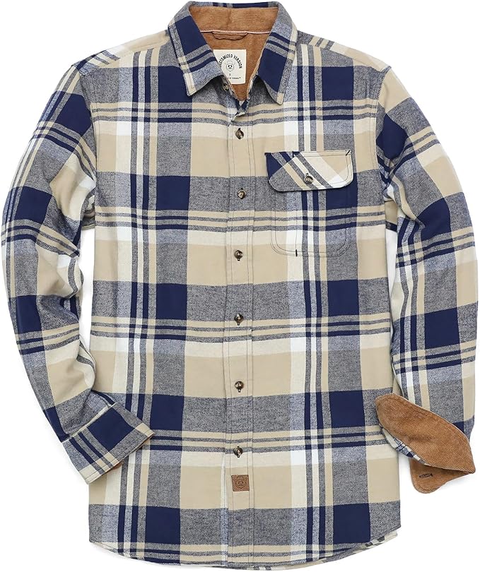 Herren Mittelschweres Flanellhemd, Langarm, lässig, Button-Down, gebürstetes Hemd aus 100 % Baumwolle #1003