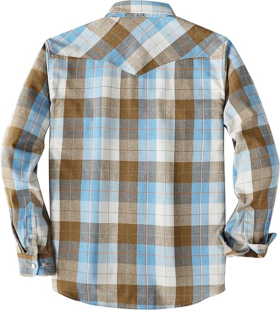 Mens Flannel Long Sleeve Pearl Snap Buttons Western Cowboy Vintage Casual Shirts #2821 Tall size in stock now!