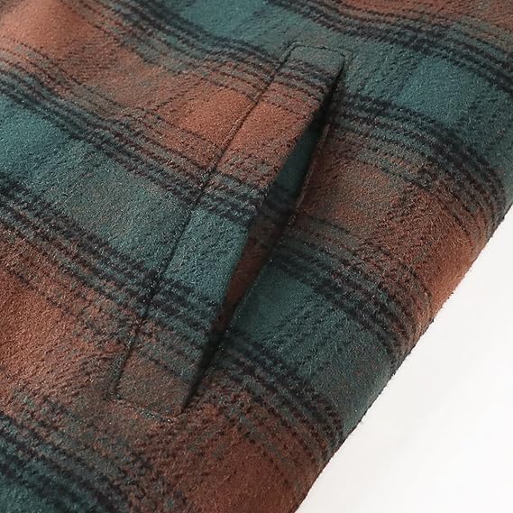 Dubinik® Mens Lightweight Jacket Cozy Warm Lined Flannel Shirts for Men Long Sleeve Snap Casual Plaid 2 Chest Pockets#0181015