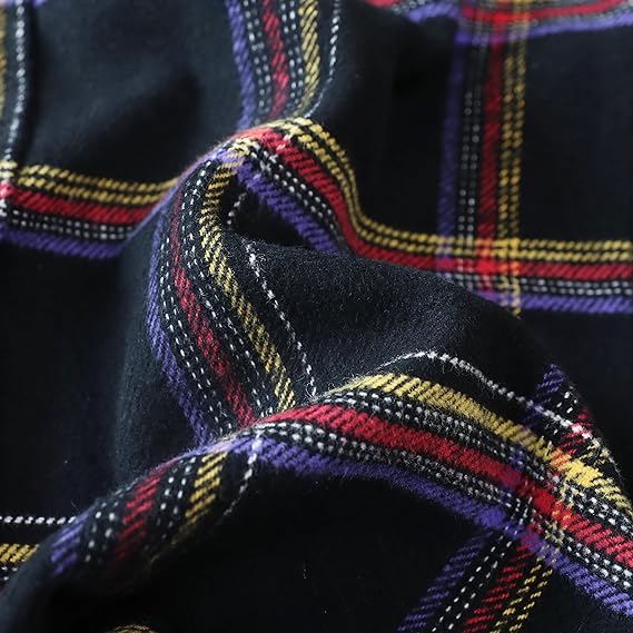 Dubinik® Mens Flannel Shirts Long Sleeve Casual Button Down Heavyweight Soft Pure Cotton Plaid Warm Suede Cuffs#0082007