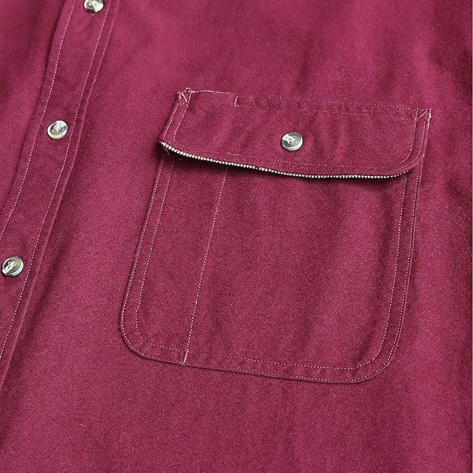 Herren Mittelschweres Flanellhemd, Langarm, lässig, Button-Down, gebürstetes Hemd aus 100 % Baumwolle #1018