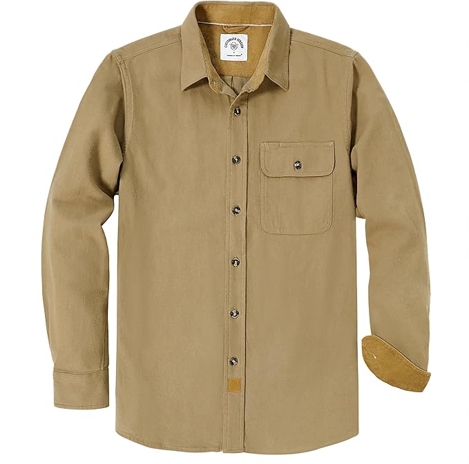 Mens Midweight Flannel Shirts Long Sleeve Casual Button Down Brushed 100% Cotton Shirt#1508