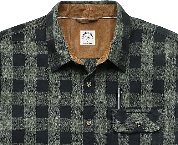 Mens Midweight Flannel Shirts Long Sleeve Casual Button Down Brushed 100% Cotton Shirt#10108