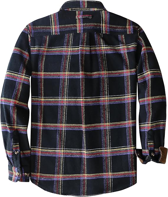 Dubinik® Mens Flannel Shirts Long Sleeve Casual Button Down Heavyweight Soft Pure Cotton Plaid Warm Suede Cuffs#0082007
