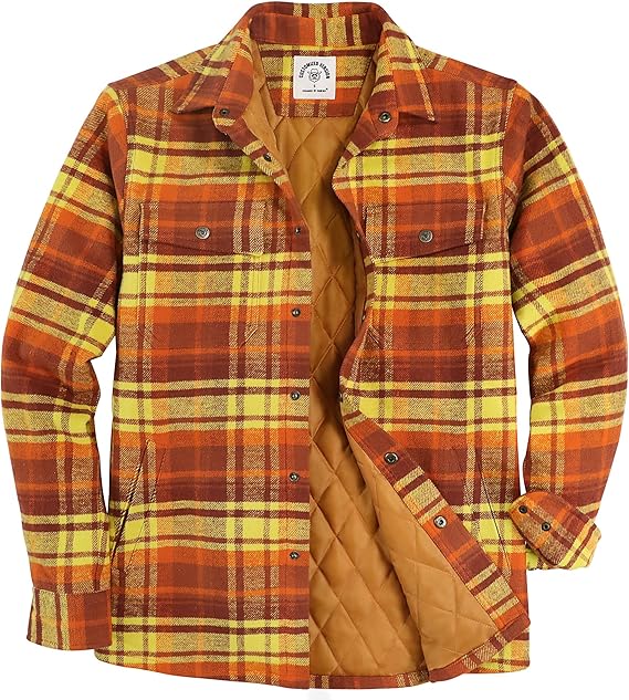 Dubinik® Mens Lightweight Jacket Cozy Warm Lined Flannel Shirts for Men Long Sleeve Snap Casual Plaid 2 Chest Pockets#0181013