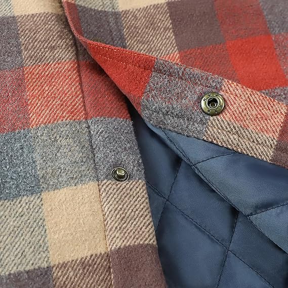 Dubinik® Mens Lightweight Jacket Cozy Warm Lined Flannel Shirts for Men Long Sleeve Snap Casual Plaid 2 Chest Pockets#0181011