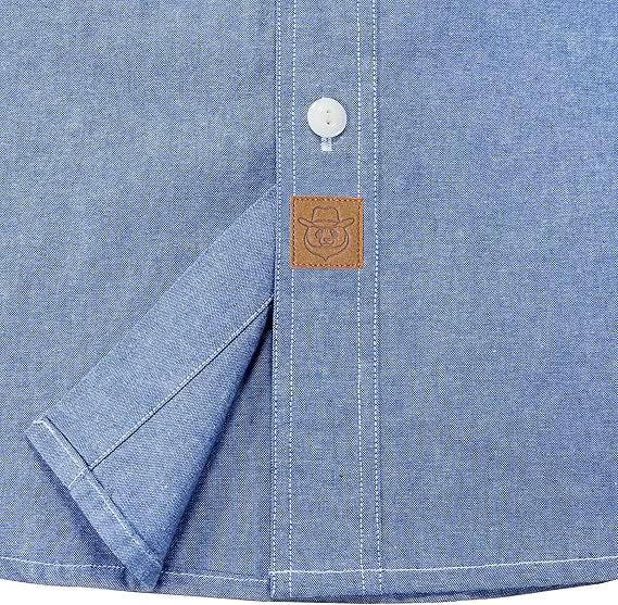 Dubinik® Light Blue Chambray Long Sleeve Button-Front Closure Pocket Cotton Workshirt#58009