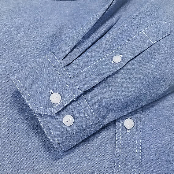 Dubinik® Light Blue Chambray Long Sleeve Button-Front Closure Pocket Cotton Workshirt#58009