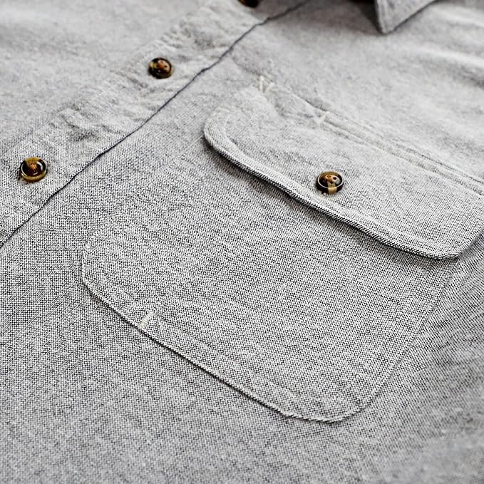 Chemises en flanelle mi-lourde pour hommes, manches longues, décontractées, boutonnées, 100 % coton brossé, n° 1023