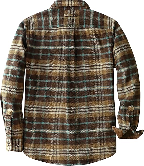 Dubinik® Mens Flannel Shirts Long Sleeve Casual Button Down Heavyweight Soft Pure Cotton Plaid Warm Suede Cuffs#0082008