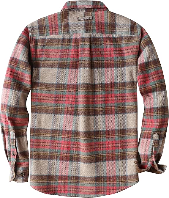 Dubinik® Mens Flannel Shirts Long Sleeve Casual Button Down Heavyweight Soft Pure Cotton Plaid Warm Suede Cuffs#0082010