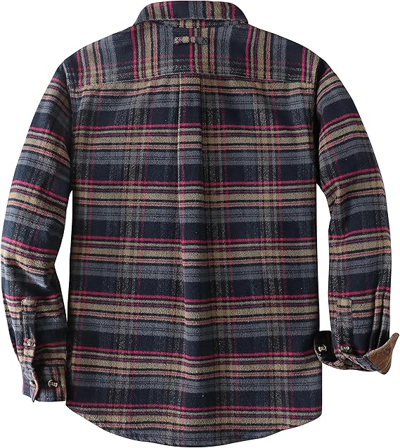 Dubinik® Mens Flannel Shirts Long Sleeve Casual Button Down Heavyweight Soft Pure Cotton Plaid Warm Suede Cuffs#0082001