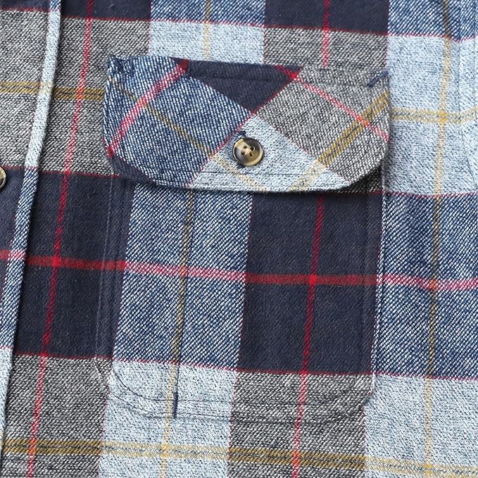 Herren Mittelschweres Flanellhemd, Langarm, lässig, Button-Down, gebürstetes Hemd aus 100 % Baumwolle #1005